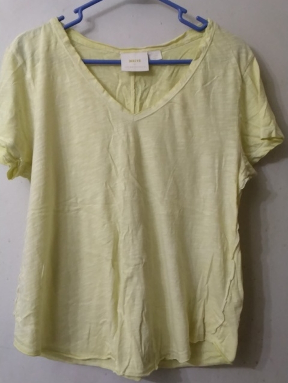 Women's MAEVE by Anthropologie Brand Light Yellow V-Neck Women’s Top Sz Large